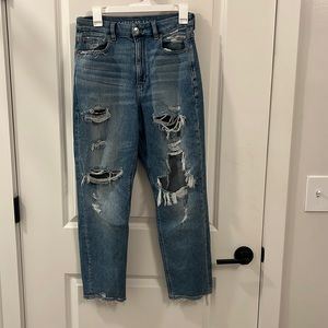 American Eagle Curvy Mom Distressed Jeans